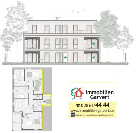Top-Lage in Raesfeld – Neubau Eigentumswohnung im Obergeschoss mit Aufzug und Loggia_A2391, 46348 Raesfeld, Wohnung